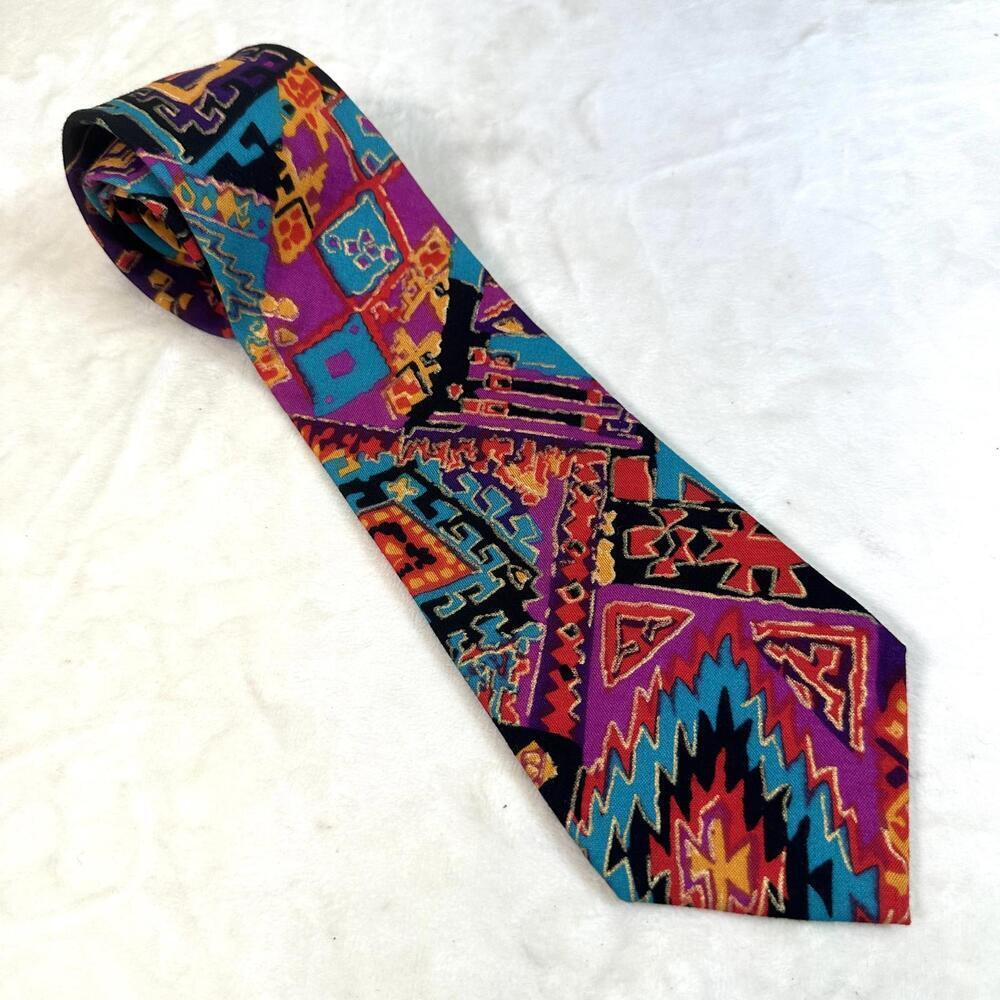Principe Abstract Colorful Necktie Artsy Made In Italy Retro Graphic Flashy